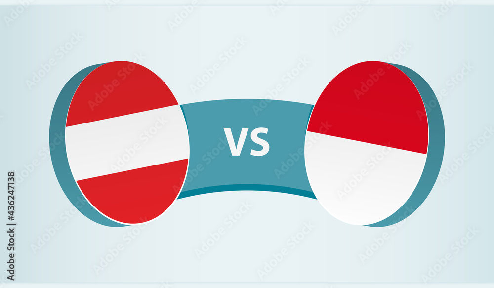 Austria versus Monaco, team sports competition concept. Austria versus Monaco, team sports competition concept.