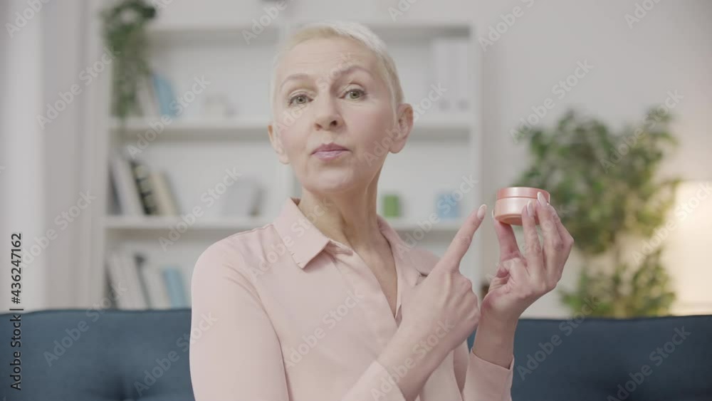 Beautiful lady advertising anti-aging cosmetics creating content for beauty blog Beautiful lady advertising anti-aging cosmetics creating content for beauty blog