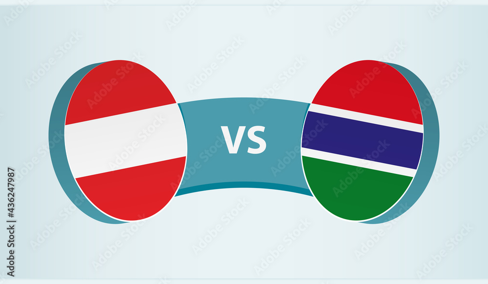 Austria versus Gambia, team sports competition concept. Austria versus Gambia, team sports competition concept.