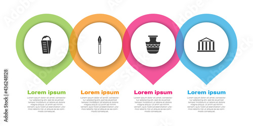 Set Gyros Pita Greek, Medieval spear, Ancient amphorae and Parthenon. Business infographic template. Vector