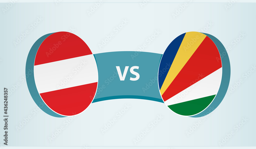 Austria versus Seychelles, team sports competition concept. Austria versus Seychelles, team sports competition concept.