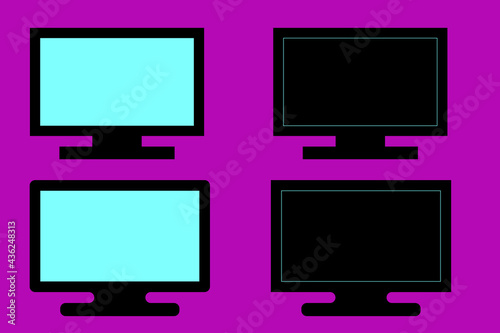 Set of LCD moniter illustration isolated on a colored background.
