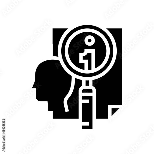 personal information research detective glyph icon vector. personal information research detective sign. isolated contour symbol black illustration