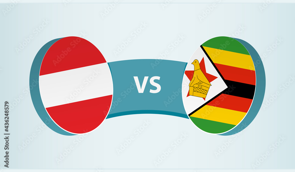 Austria versus Zimbabwe, team sports competition concept. Austria versus Zimbabwe, team sports competition concept.