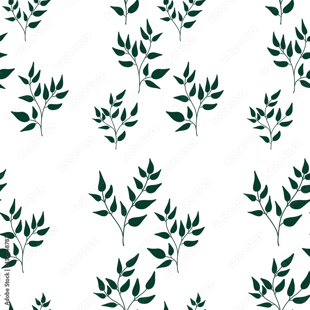 Fototapeta Color pattern of twigs of leafy greenery.