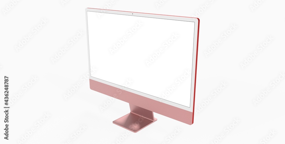 red Computer display mock up with blank white screen. Stylish desktop computer mockup. red Computer display mock up with blank white screen. Stylish desktop computer mockup.