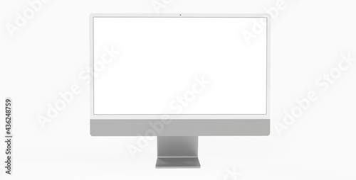 Realistic flat screen computer monitor 3de style mockup with blank screen isolated 3d grey