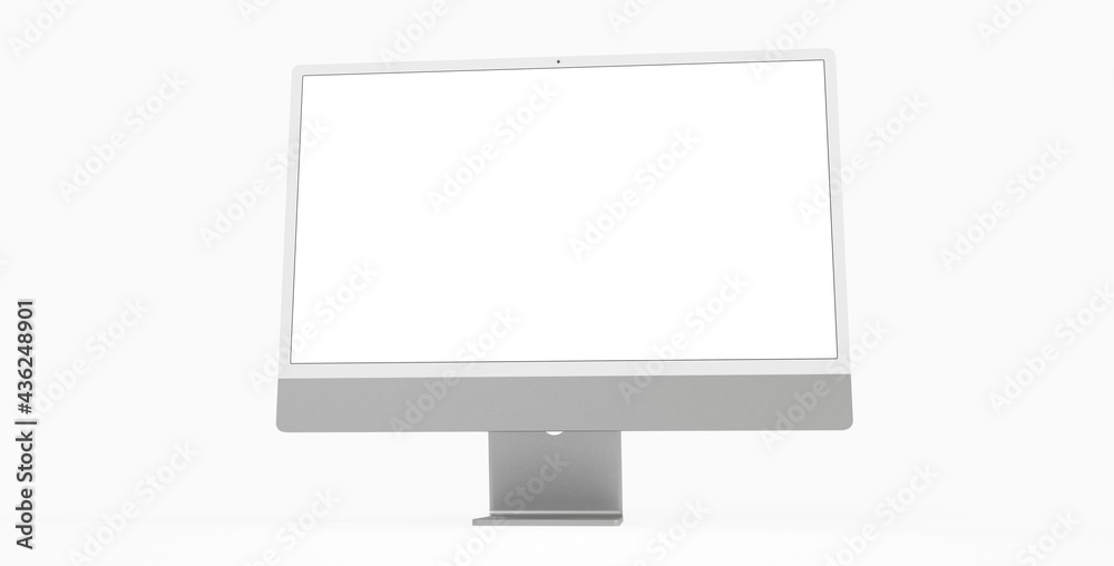 Realistic flat screen computer monitor 3de style mockup with blank screen isolated 3d grey Realistic flat screen computer monitor 3de style mockup with blank screen isolated 3d grey