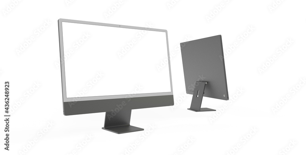 Computer display mock up with blank white screen. Stylish desktop computer mockup. Computer display mock up with blank white screen. Stylish desktop computer mockup.
