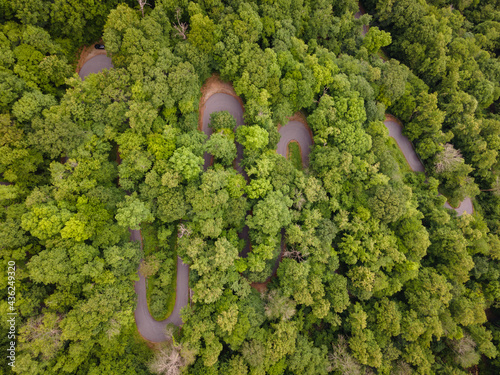 Tableau sur toile Aerial View of Winding Mountain Road in Appalachian Mountains of North Carolina