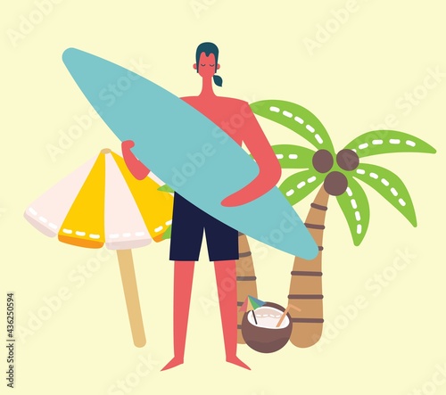 Vector summer travel man in the flat style