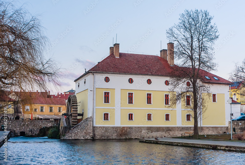 The Mill Pond (Malom-to) in Tapolca. The Lake is surrounded by antique buildings and high stone walls, is the most popular place of the town. Hungary