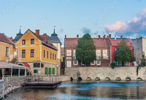 The Mill Pond (Malom-to) in Tapolca. The Lake is surrounded by antique buildings and high stone walls, is the most popular place of the town. Hungary photo