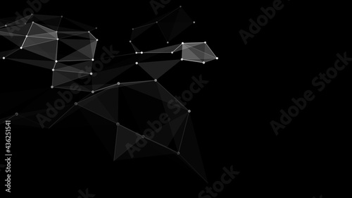 Abstract black background, digital dynamic wave. Dynamic smoke triangle wave. Techno wave shaped array of triangles . 3D rendering.