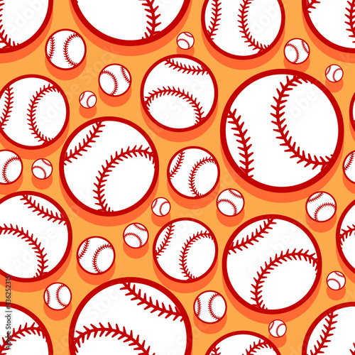 Baseball softball ball seamless pattern vector graphics. Ideal for wallpaper, packaging, fabric, textile, wrapping paper design and any kind of decoration.