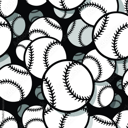 Baseball softball ball seamless pattern vector graphics. Ideal for wallpaper, packaging, fabric, textile, wrapping paper design and any kind of decoration.