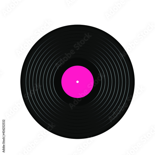 Vinyl music record disk. Vintage gramophone disc. Vector illustration, isolated on white background 