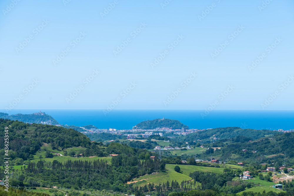 A far away of a landscape surrounding  a coastal city of San Sebastian, Spain