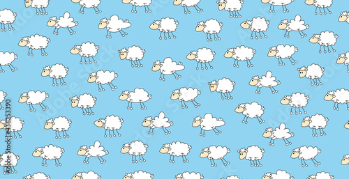 Muster Schäfchenwolken, Hintergrund Schafe Himmel, Wolken mit Schafe als Herde Cartoon 