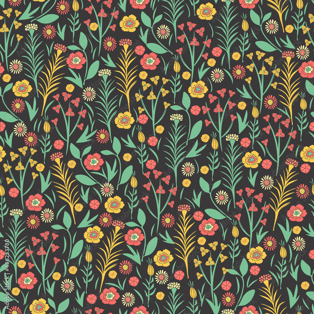 Floral seamless pattern. Hand drawn flowers. Vector background. Floral seamless pattern. Hand drawn flowers. Vector background.