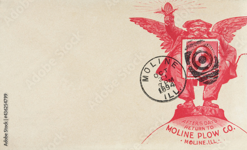 Briefmarke stamp gestempelt frankiert cancel vintage retro alt old 1894 used gebraucht rot red werbung advertisement moline illinois halloween october envelope briefumschlag wings flügel engel angel photo