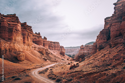 View of the Charyn canyon in the afternoon