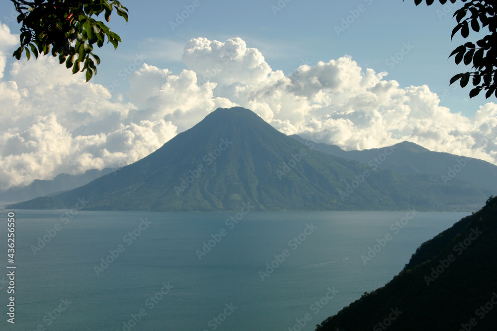 Fototapeta premium View of the Volcano Toliman on Lake Atitlan near Pananjachel Guatemala