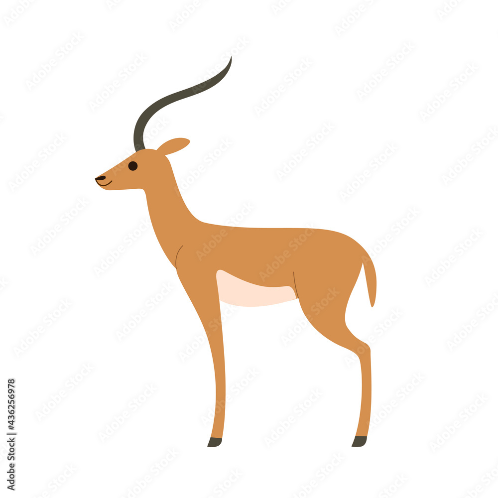Cartoon antelope - cute character for children. Vector illustration in cartoon style.