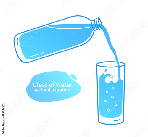 Bottle pouring down water in glass