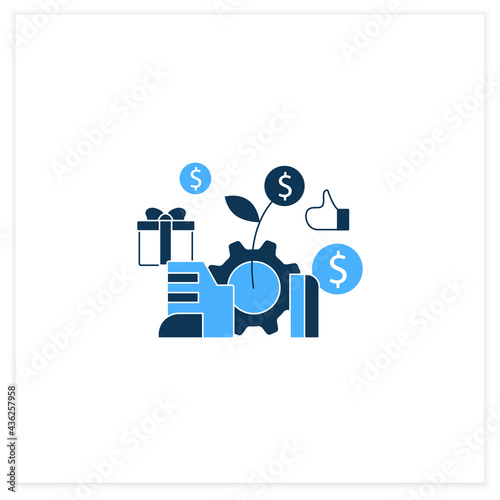 Economic expansion flat icon.Increase in economic level activity. Rise in GDP. Universal basic income concept. Vector illustration