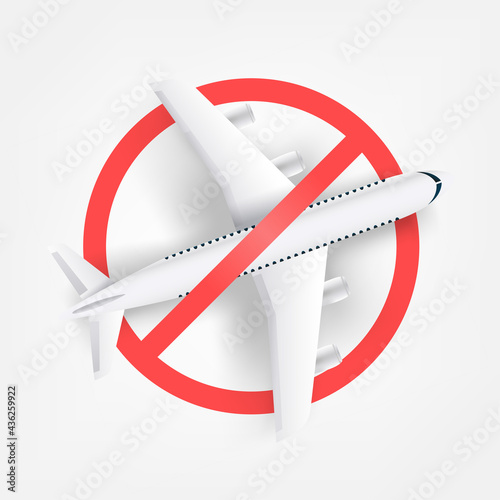 Flight cancelled concept. Illustration with crossed airplane