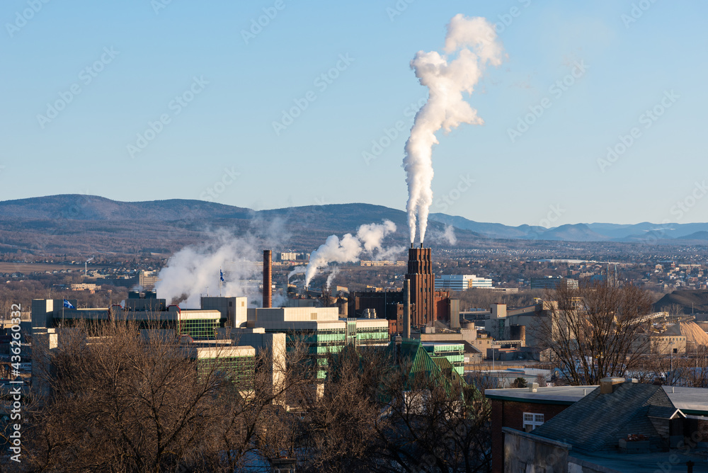 Fototapeta premium View of the lower city with industrial and administrative building from the upper Quebec city, Quebec, Canada