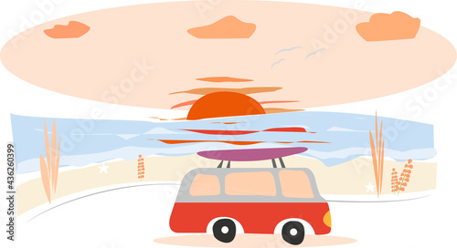 Ökologisch Camping in der Natur mit E-Mobilität im Sonnenuntergang