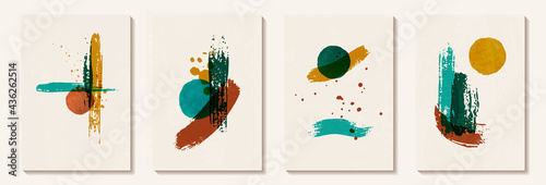 Creative minimalist hand painted Abstract art background with brush stroke abstract art. Design for wall decoration, postcard, poster or brochure, home decoration