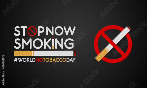 Stop Now Smoking Vector illustration With Cigarette & No Symbol, World No Tobacco Day