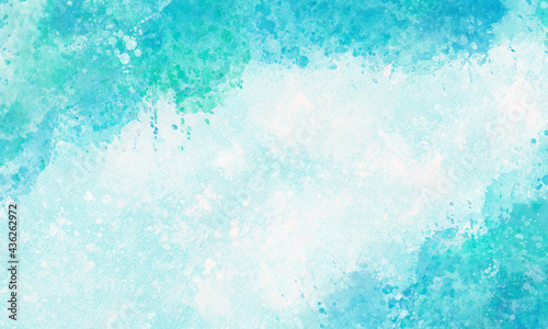 Blue summer wallpaper. Spring background. Abstract watercolor paint background by teal color blue cool tone with liquid fluid texture for background, banner.