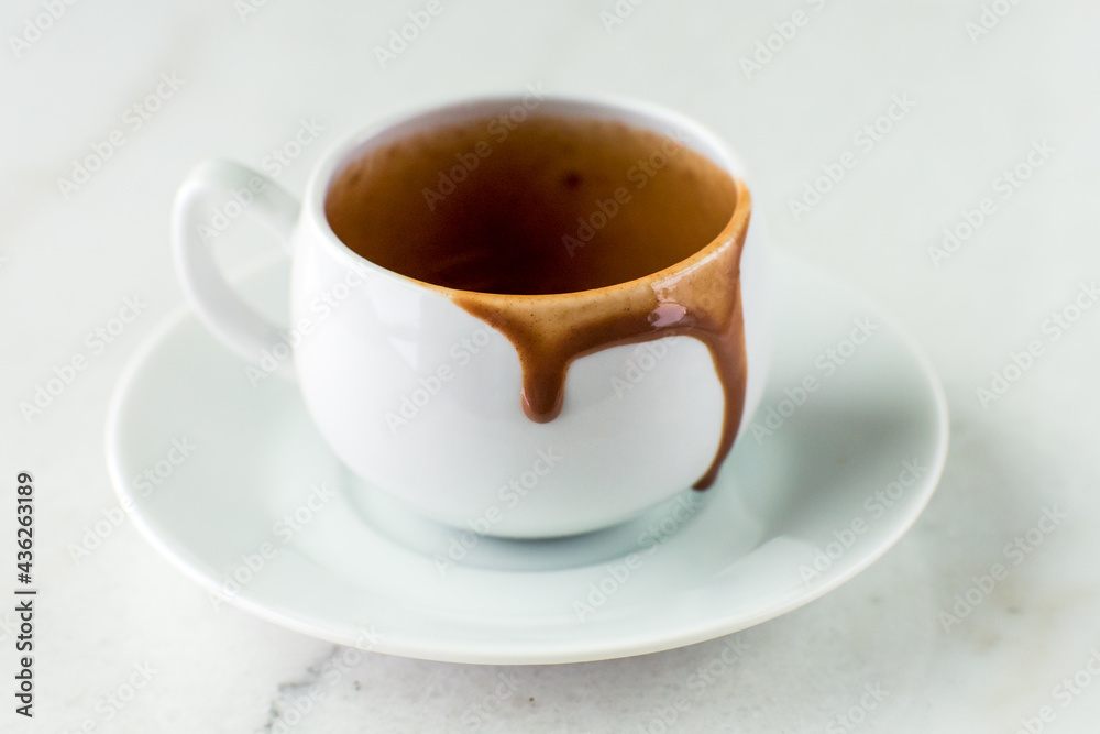 Sipping chocolate being poured into cup Sipping chocolate being poured into cup