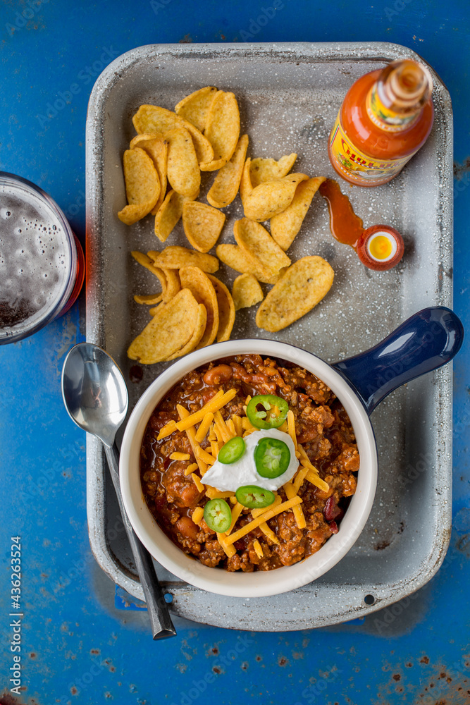 Chili with corn chips Stock Photo Adobe Stock