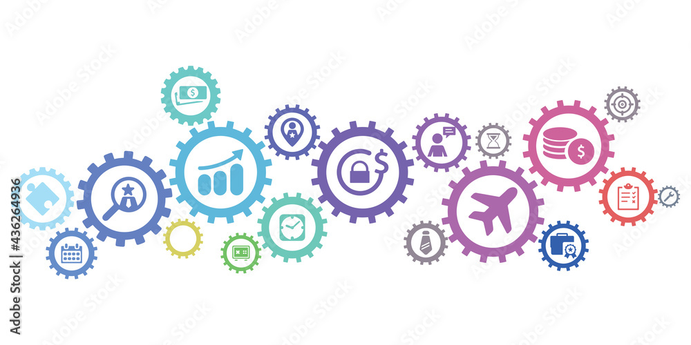 Exclusive vector illustration business world. Concept with linked icons related to consulting or coaching, growth development or skill development-1 Exclusive vector illustration business world. Concept with linked icons related to consulting or coaching, growth development or skill development-1