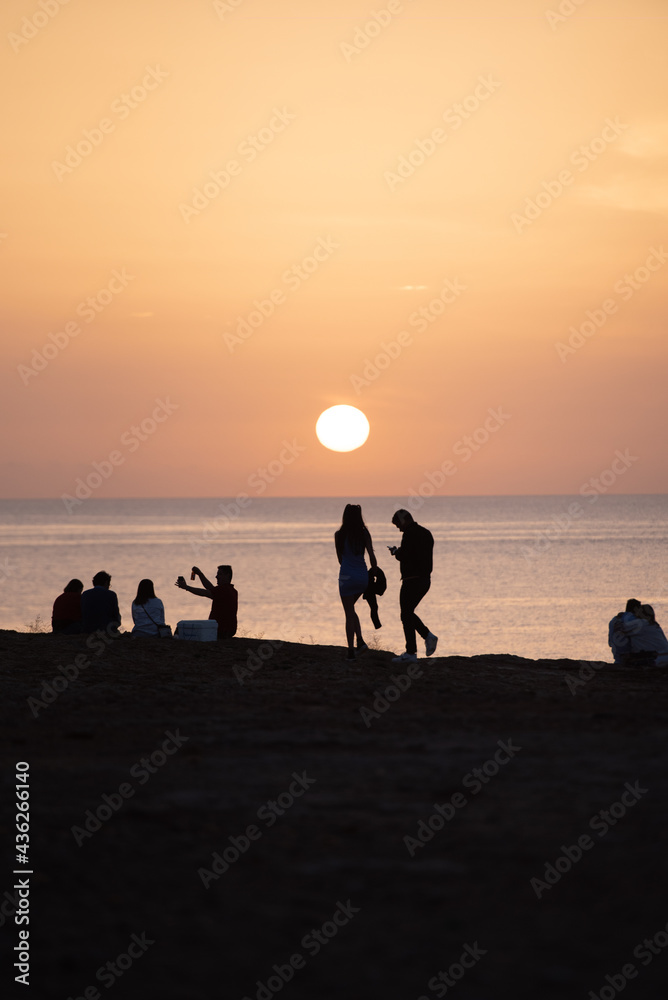 The end of the day in Cala Saona beach, Formentera, Spain