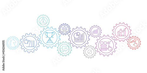 Specialization vector illustration. Advice or coaching, consultancy, Concept with linked icons related to creativity or innovation, expert performance or skill development