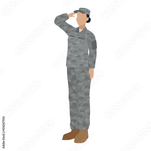 Isolated US army woman Soldier