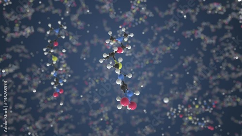 Ranitidine molecule. Molecular model. Looping seamless 3d animation photo