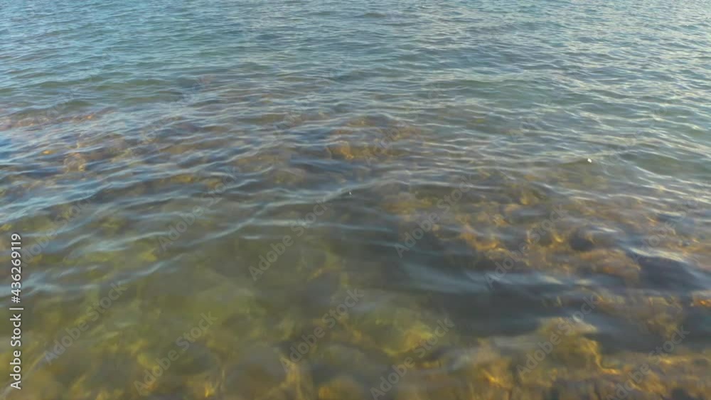 Aerial: Close-Up Shot Of Rocks Below Ocean On Sunny Day - Big Island, Hi Aerial: Close-Up Shot Of Rocks Below Ocean On Sunny Day - Big Island, Hi