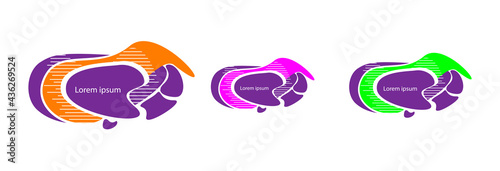  Irregularly shaped figures in different colors. Place for text.