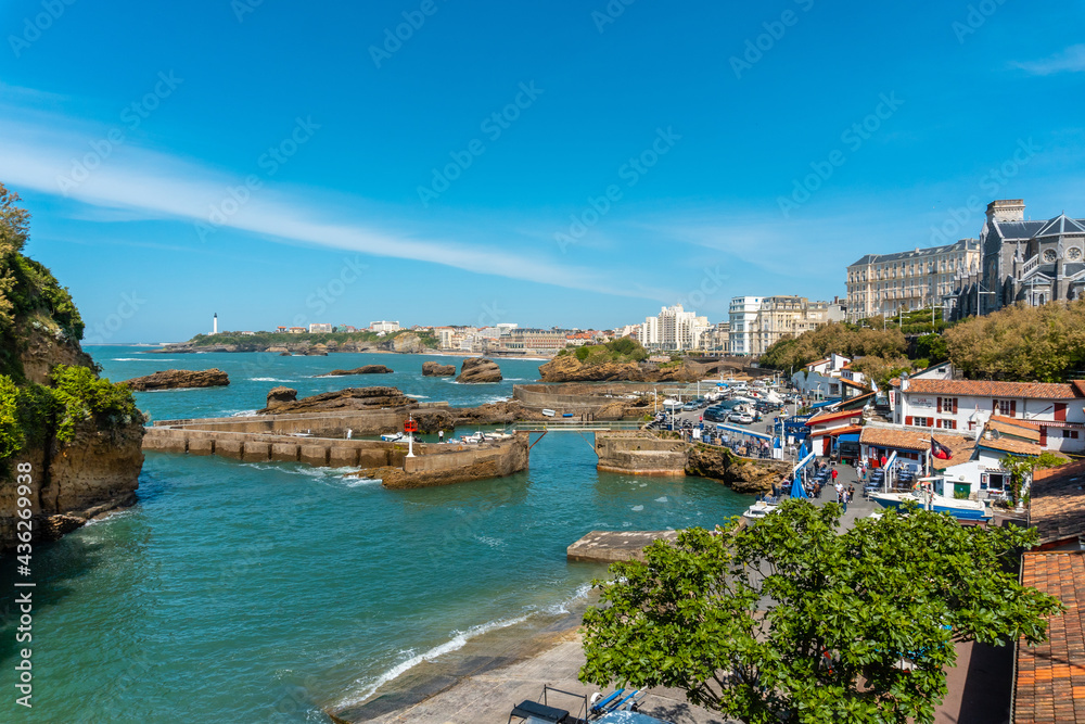 Biarritz marina on a summer afternoon. Municipality of Biarritz, department of the Atlantic Pyrenees. France
