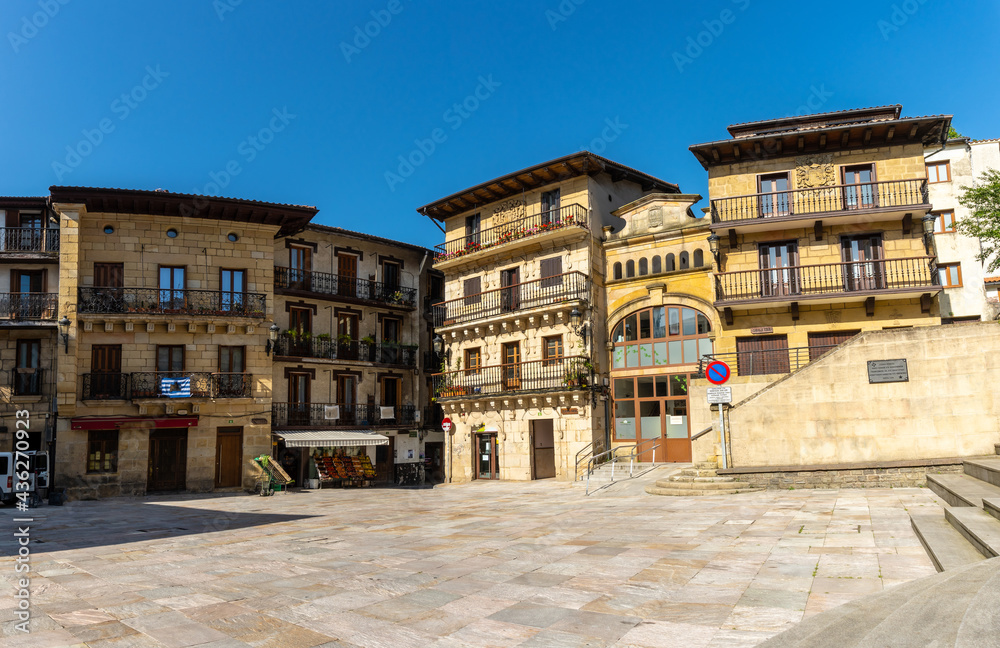 The town square of the municipality of Lezo, the small coastal town in the province of Gipuzkoa, Basque Country. Spain