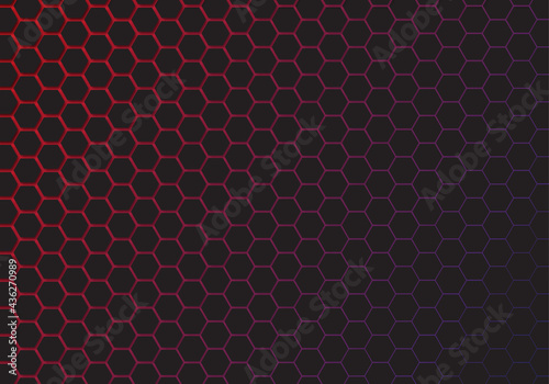 Abstract Technology background Hexagon Red-Blue gradient background