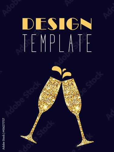 Vector illustration. Card design template. Glitter glass. Invitation card. Greeting card. Cocktail party invitation