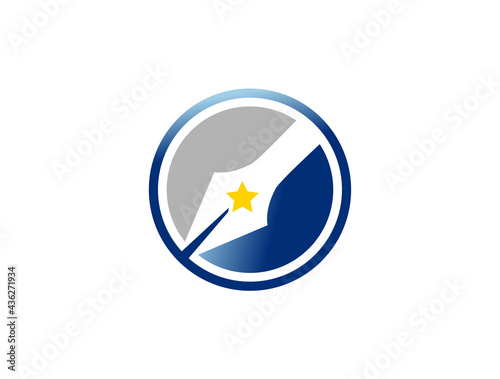 icon or symboll of a pen and star